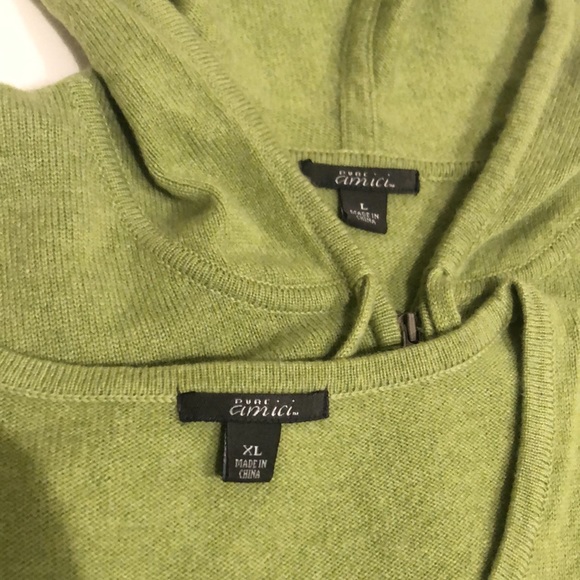 Cashmere Set PURE AMICI Ombre in green Sz L/XL(hooded cardigan/tanktop) - Picture 5 of 11